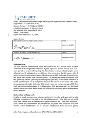First page of Taueret Laboratories report
