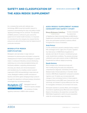 First page of ASEA Redox safety summary