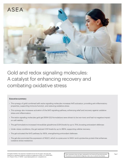 First page of Gold and redox signaling molecules — research summary